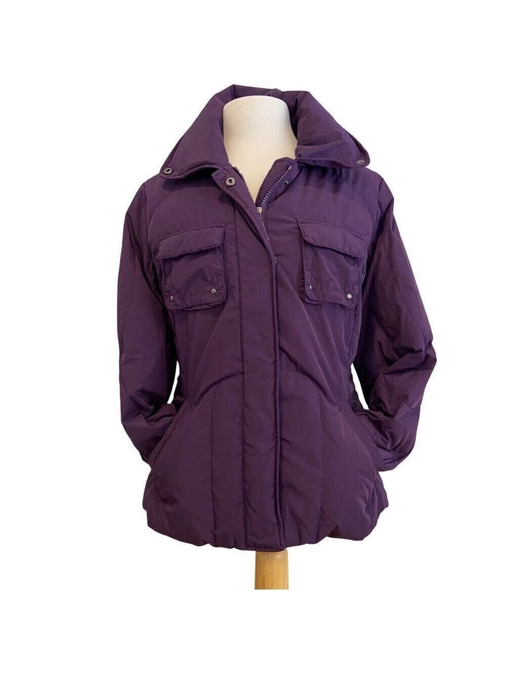Olsen Purple Puffer Jacket With hidden Hood Front Pockets size 6 - Womens Winter